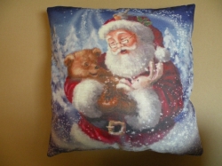 Dekorativní polštář 43x43cm - Santa s medvídkem